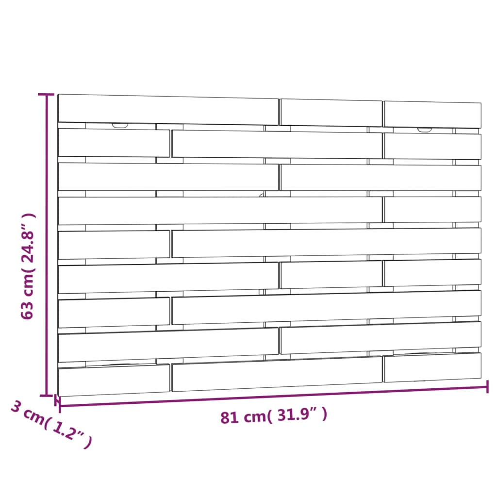 Hoofdbord Wandmontage 8X3X63 Cm Massief Grenenhout 81 x 63 cm Zwart