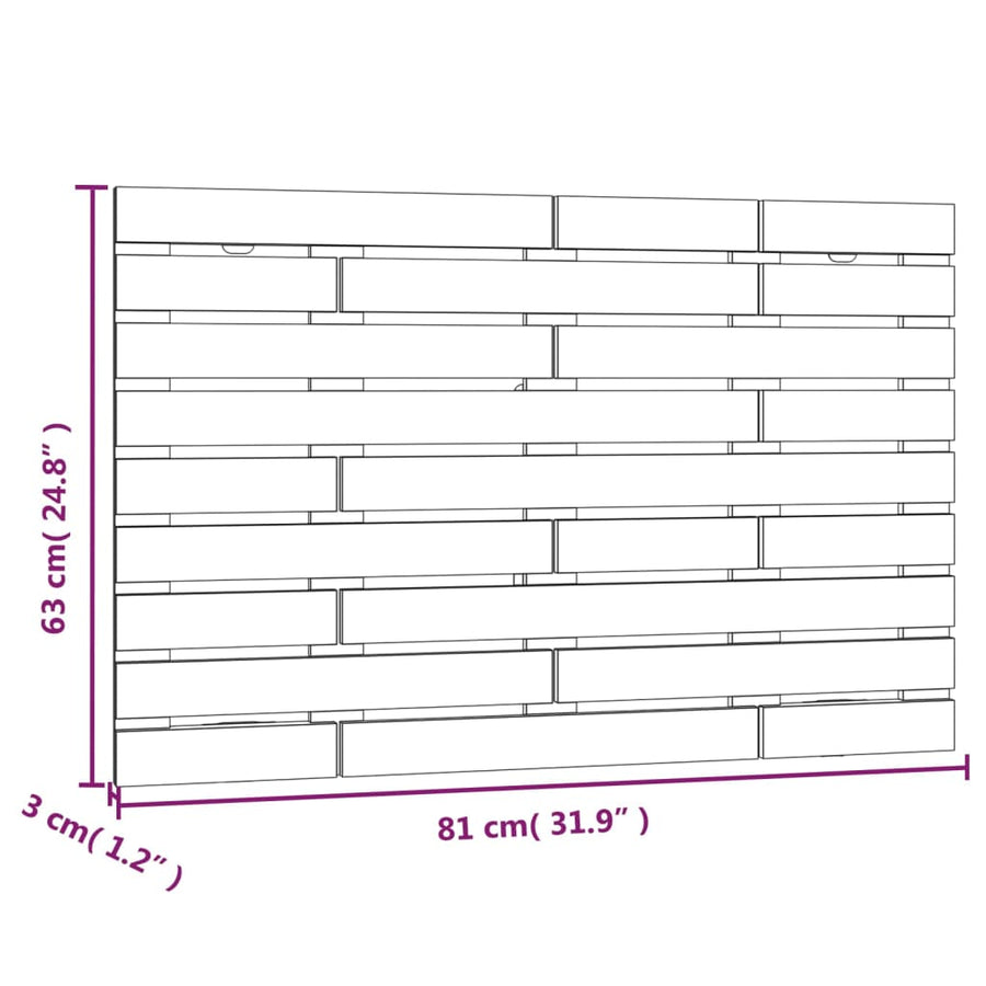 Hoofdbord Wandmontage 8X3X63 Cm Massief Grenenhout 81 x 63 cm Zwart