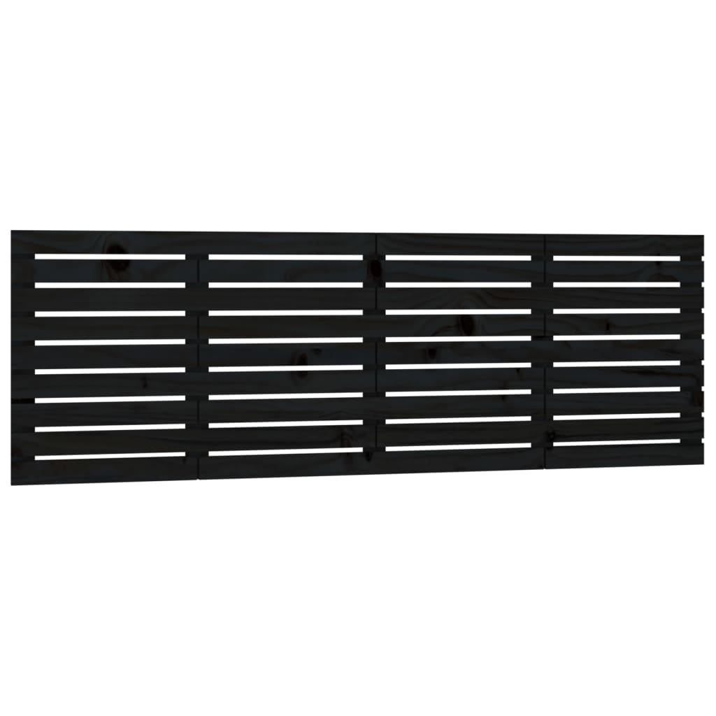 Hoofdbord Wandmontage 66X3X63 Cm Massief Grenenhout 166 x 63 cm Zwart