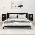 Wall-mounted nightstands 2 pcs solid pine black