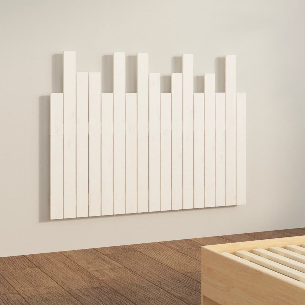 Hoofdbord wandmontage 108x3x80 cm massief grenenhout wit