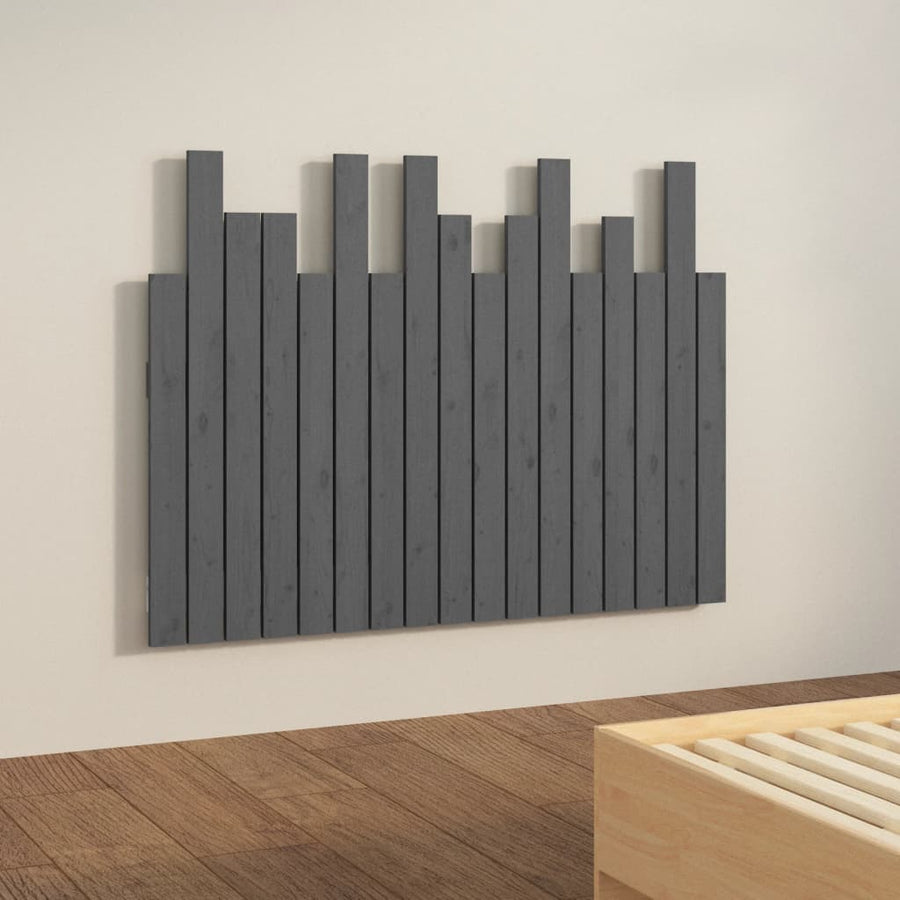 Hoofdbord Wandmontage 108X3X80 Cm Massief Grenenhout Grijs