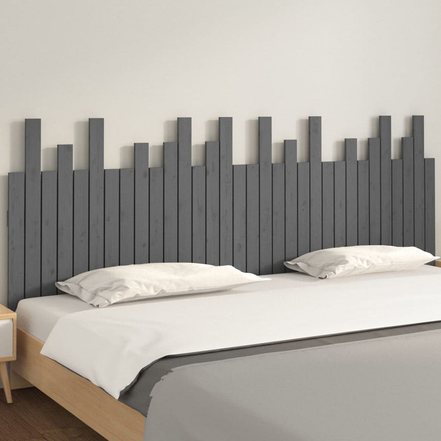 Hoofdbord Wandmontage 204X3X80 Cm Massief Grenenhout Grijs