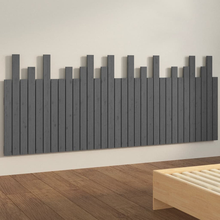 Hoofdbord Wandmontage 204X3X80 Cm Massief Grenenhout Grijs