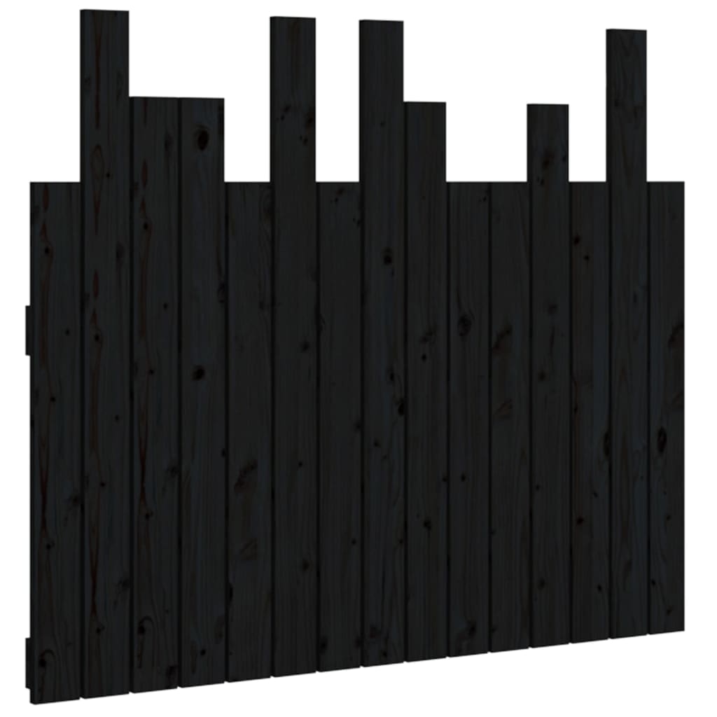 Hoofdbord Wandmontage 95,5X3X80 Cm Massief Grenenhout Zwart