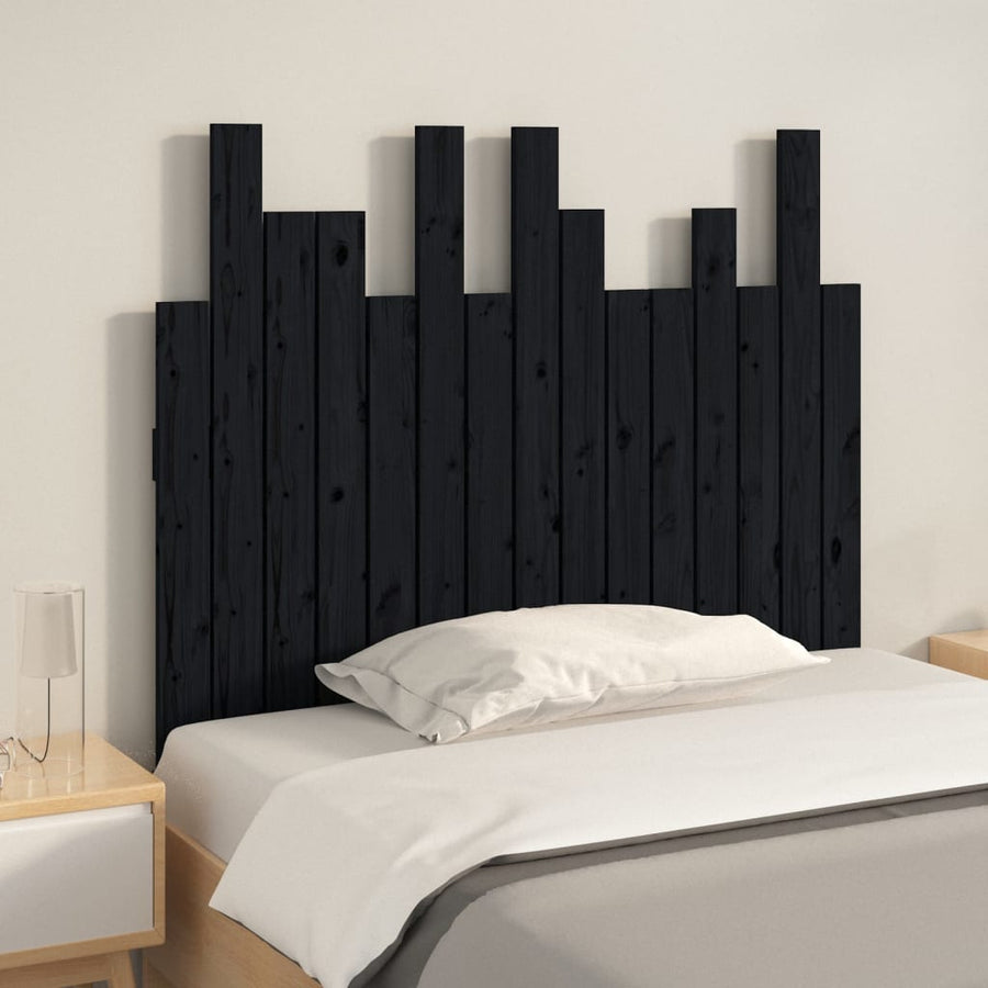 Hoofdbord Wandmontage 95,5X3X80 Cm Massief Grenenhout Zwart