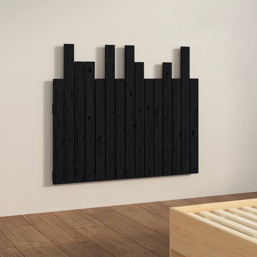 Hoofdbord Wandmontage 95,5X3X80 Cm Massief Grenenhout Zwart