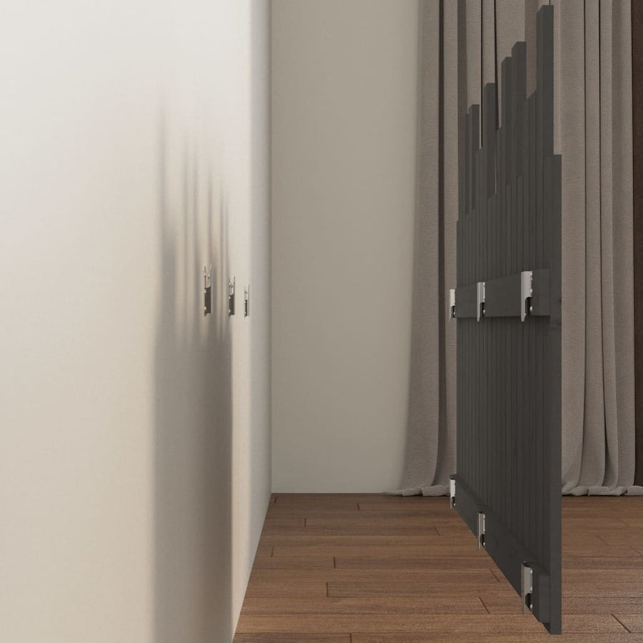 Hoofdbord Wandmontage 127,5X3X80 Cm Massief Grenenhout Grijs