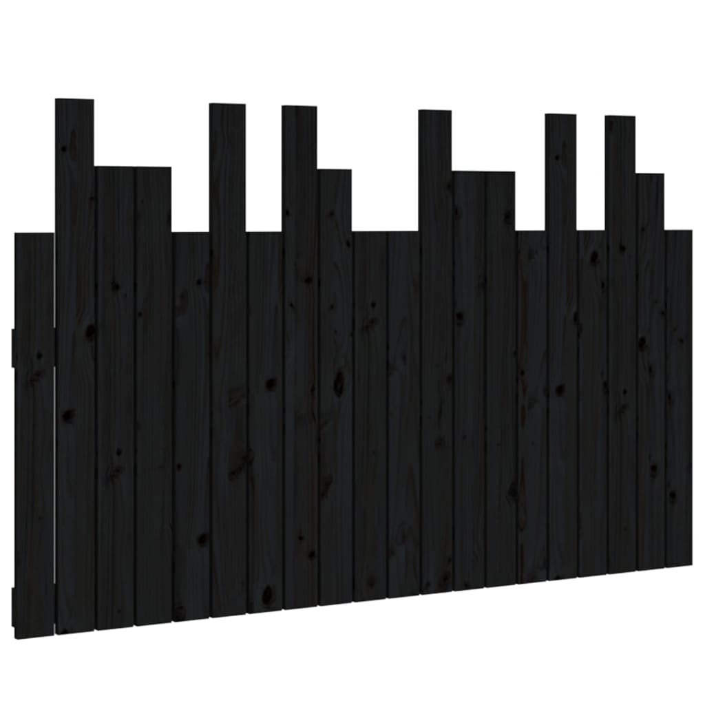 Hoofdbord Wandmontage 127,5X3X80 Cm Massief Grenenhout Zwart
