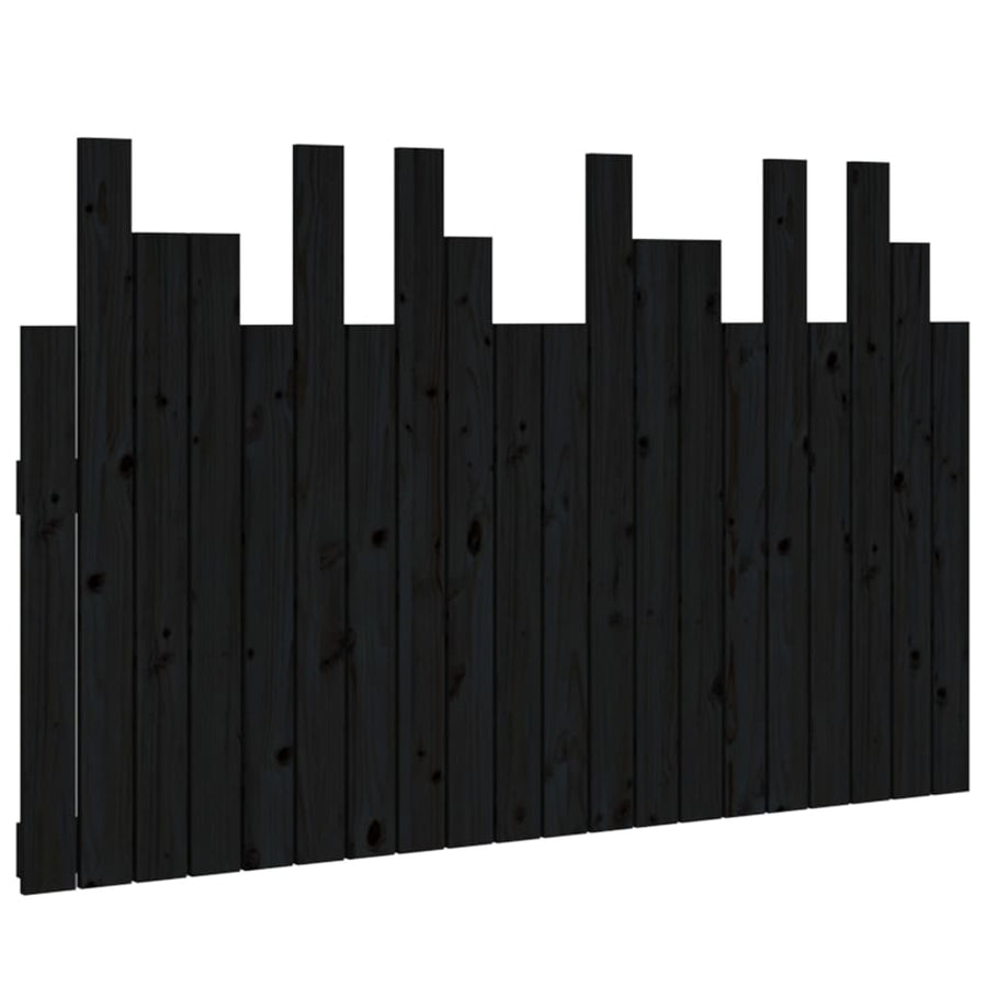 Hoofdbord Wandmontage 127,5X3X80 Cm Massief Grenenhout Zwart