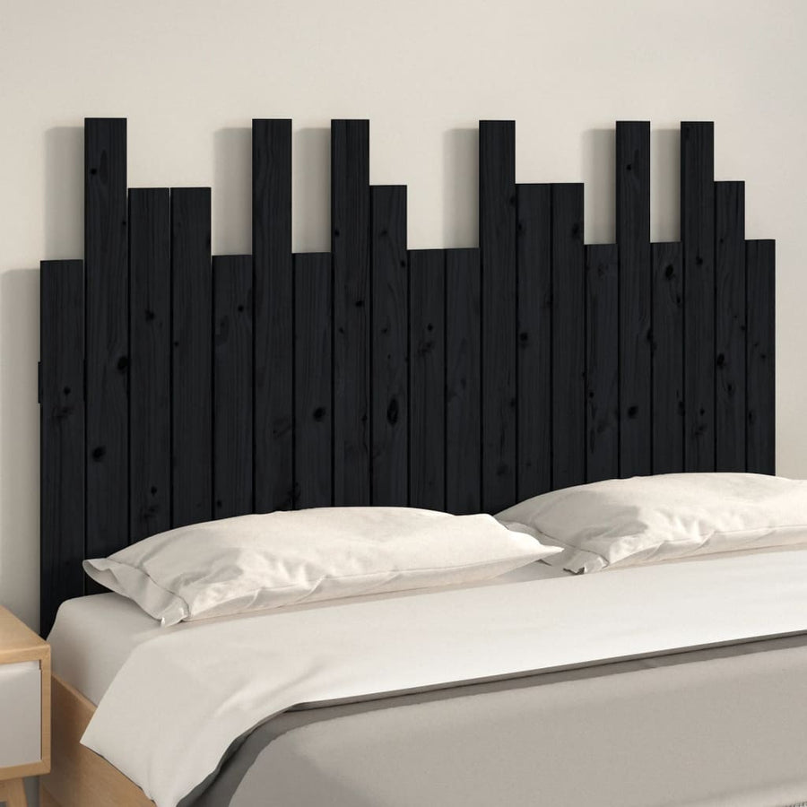 Hoofdbord Wandmontage 127,5X3X80 Cm Massief Grenenhout Zwart