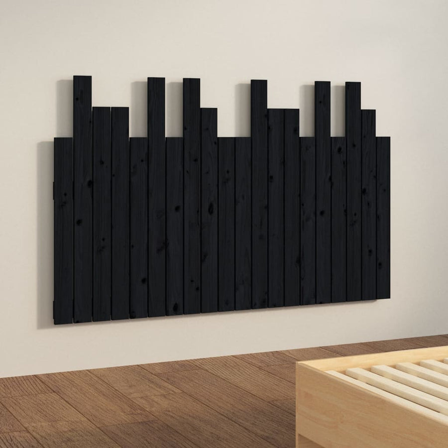 Hoofdbord Wandmontage 127,5X3X80 Cm Massief Grenenhout Zwart