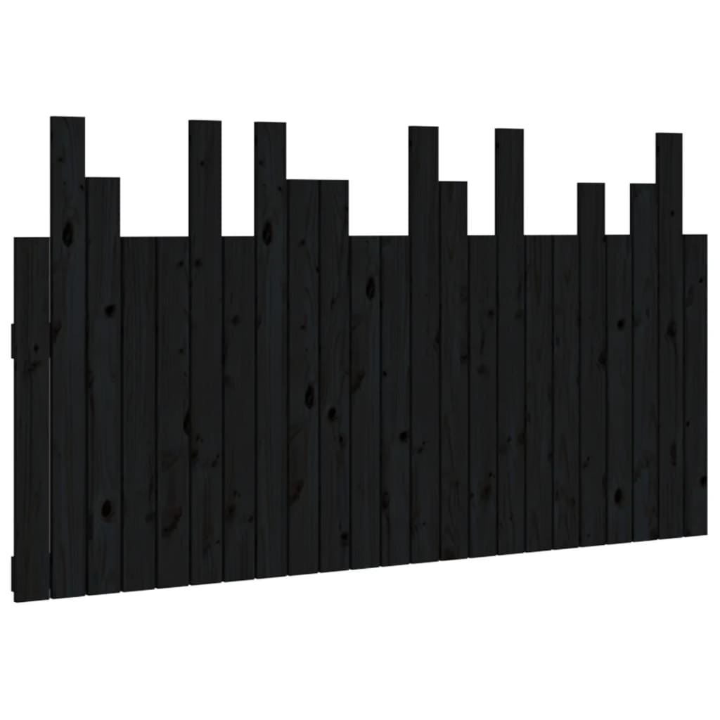 Hoofdbord Wandmontage 146,5X3X80 Cm Massief Grenenhout Zwart