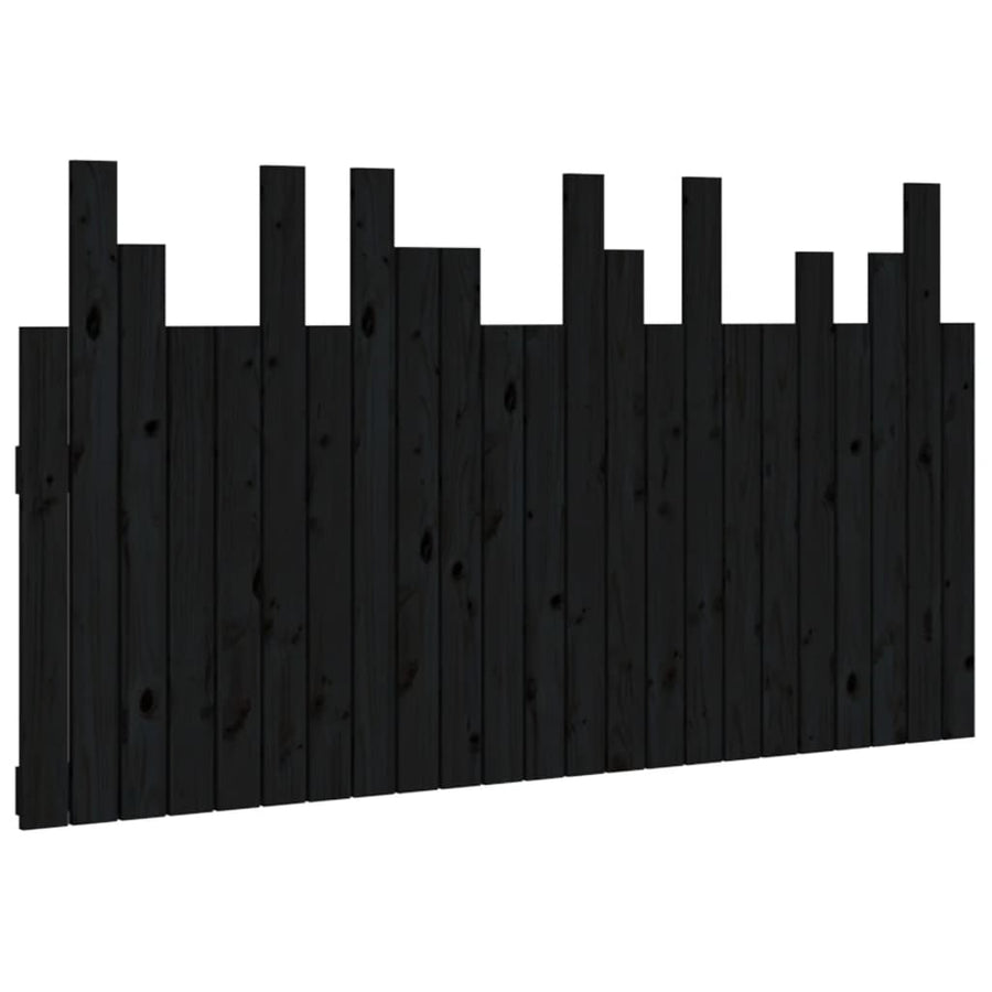 Hoofdbord Wandmontage 146,5X3X80 Cm Massief Grenenhout Zwart