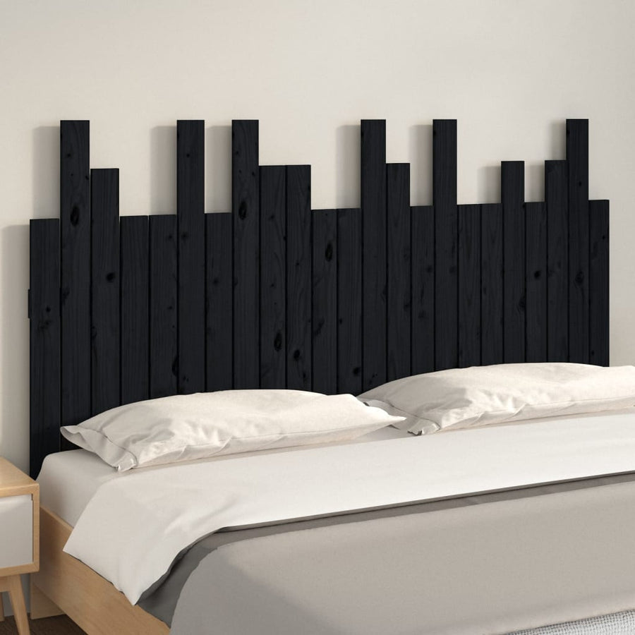 Hoofdbord Wandmontage 146,5X3X80 Cm Massief Grenenhout Zwart