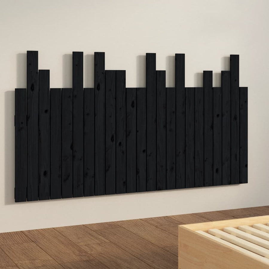 Hoofdbord Wandmontage 146,5X3X80 Cm Massief Grenenhout Zwart