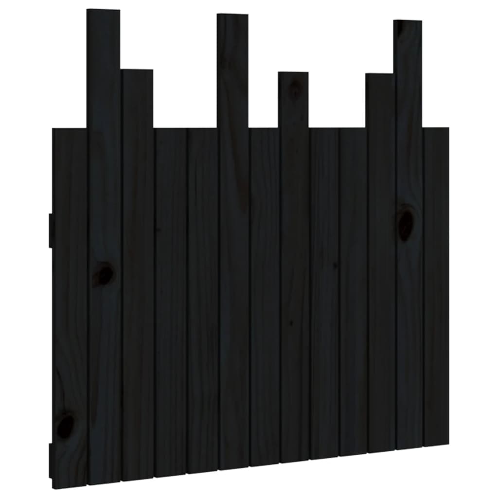 Hoofdbord Wandmontage 82,5X3X80 Cm Massief Grenenhout Zwart