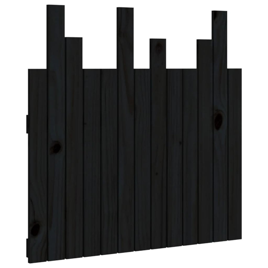 Hoofdbord Wandmontage 82,5X3X80 Cm Massief Grenenhout Zwart