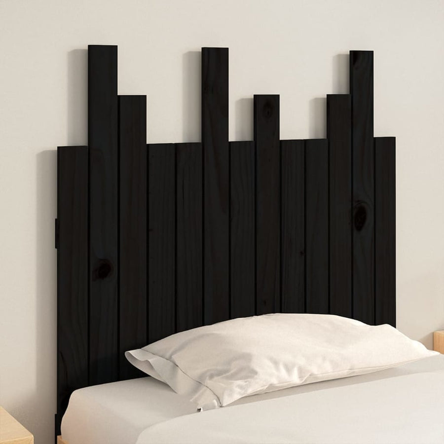 Hoofdbord Wandmontage 82,5X3X80 Cm Massief Grenenhout Zwart