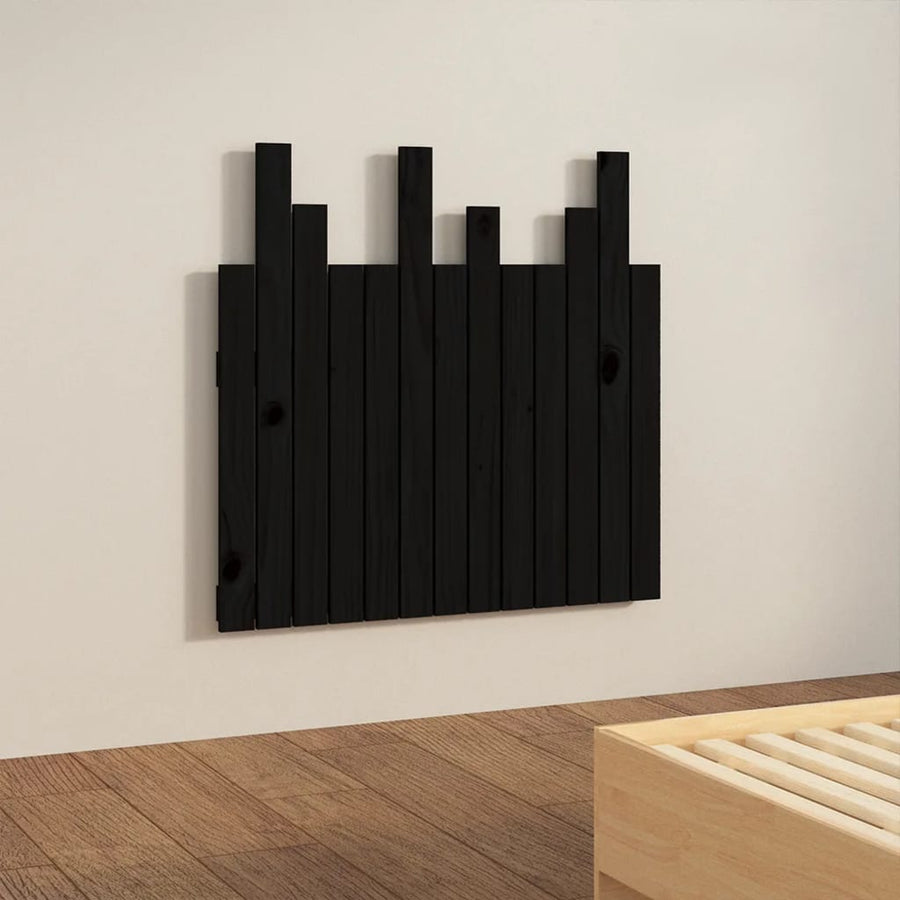 Hoofdbord Wandmontage 82,5X3X80 Cm Massief Grenenhout Zwart