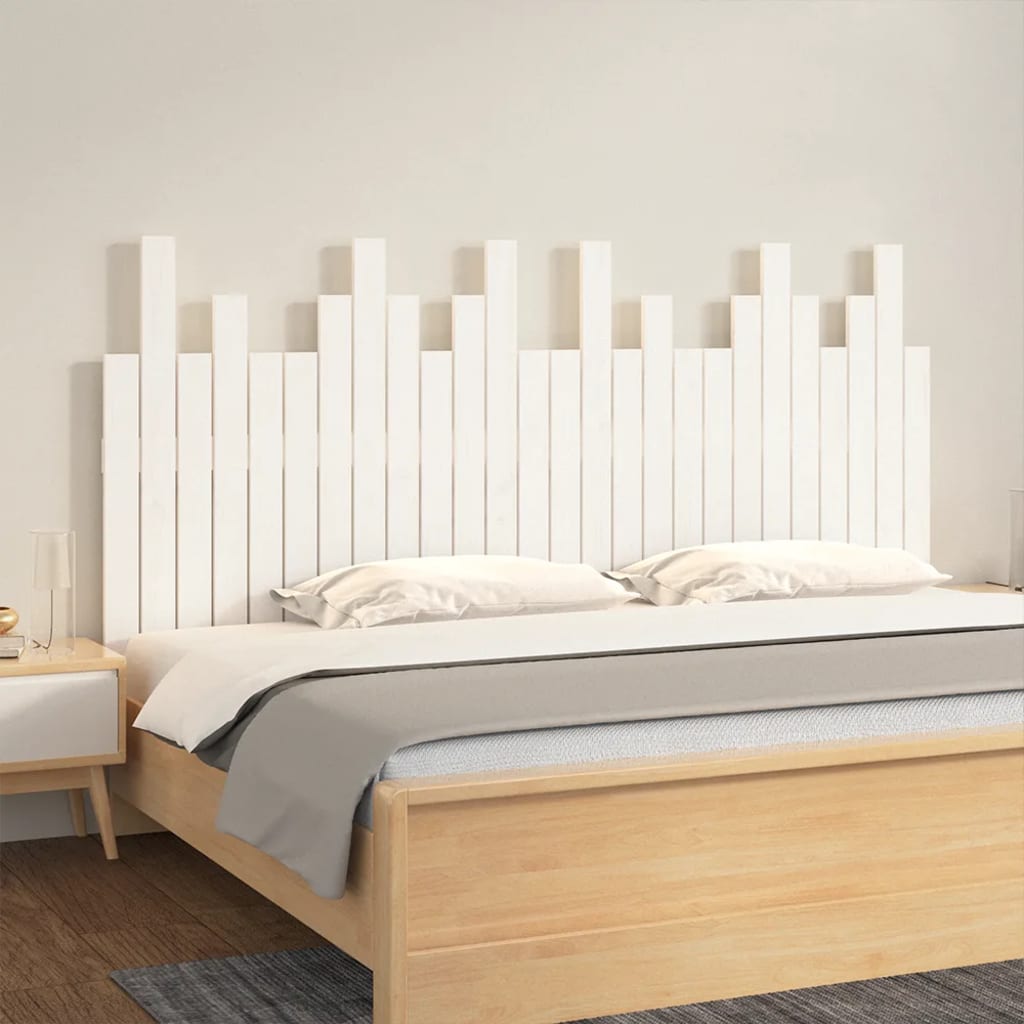 Hoofdbord wandmontage 166x3x80 cm massief grenenhout wit