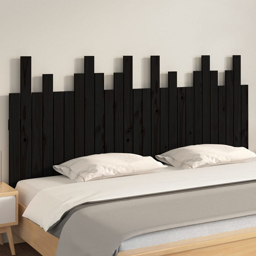 Hoofdbord Wandmontage 166X3X80 Cm Massief Grenenhout Zwart
