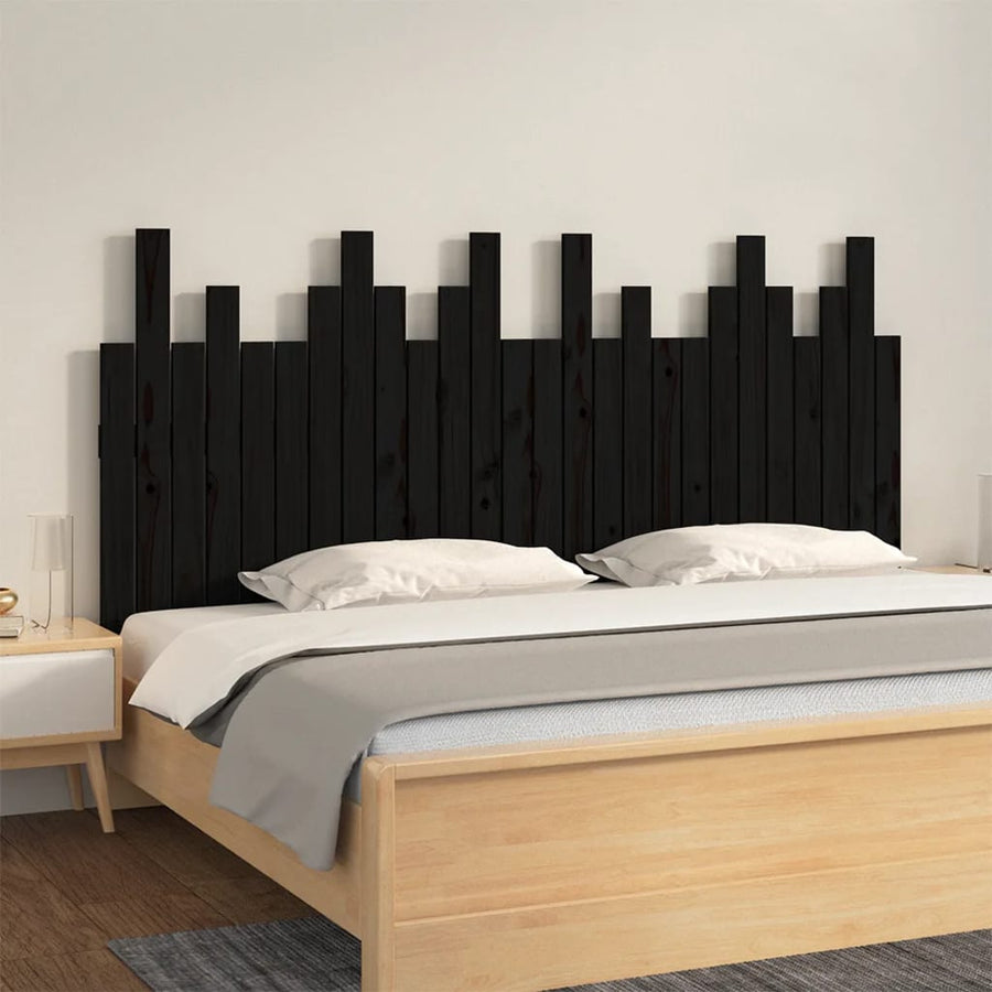 Hoofdbord Wandmontage 166X3X80 Cm Massief Grenenhout Zwart