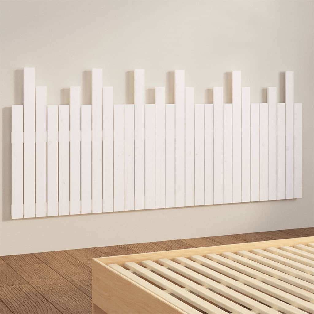 Hoofdbord wandmontage 185x3x80 cm massief grenenhout wit