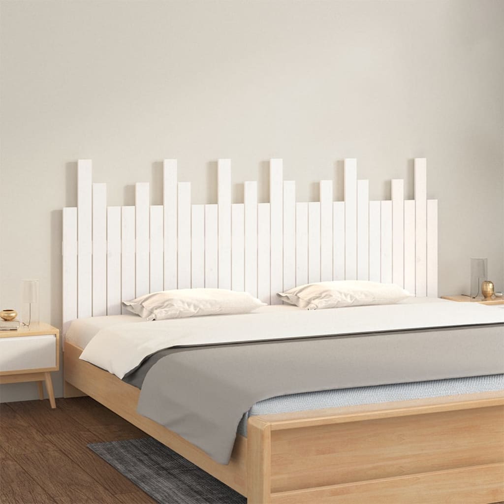 Hoofdbord wandmontage 185x3x80 cm massief grenenhout wit