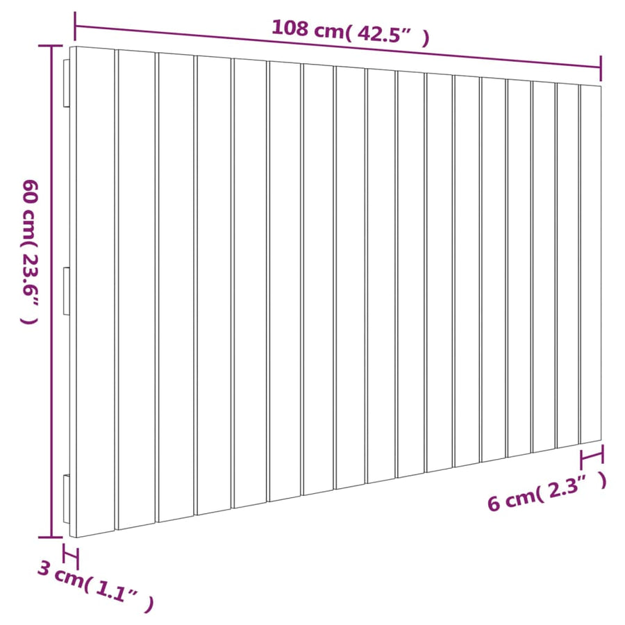 Wandhoofdbord 08X3X60 Cm Massief Grenenhout Naturel 108 x 60 cm