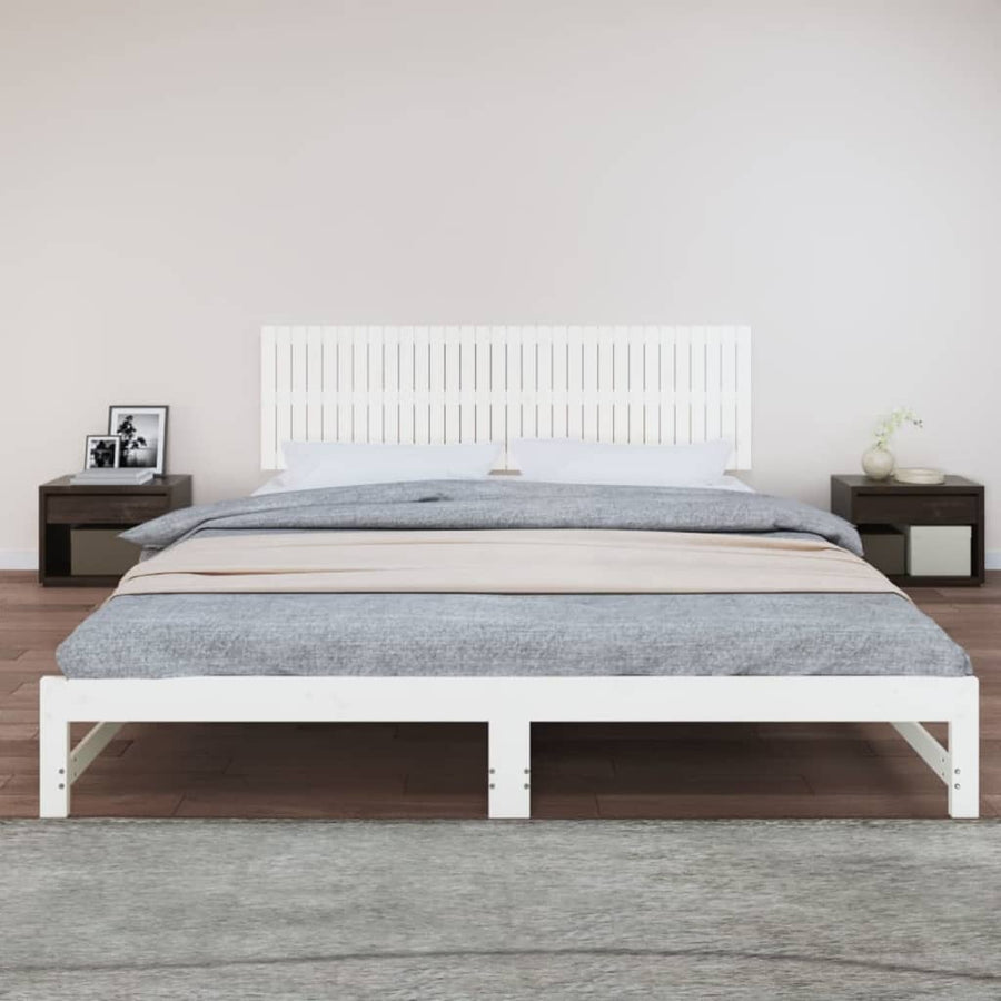 Wandhoofdbord 204X3X60 Cm Massief Grenenhout Wit 204 x 60 cm