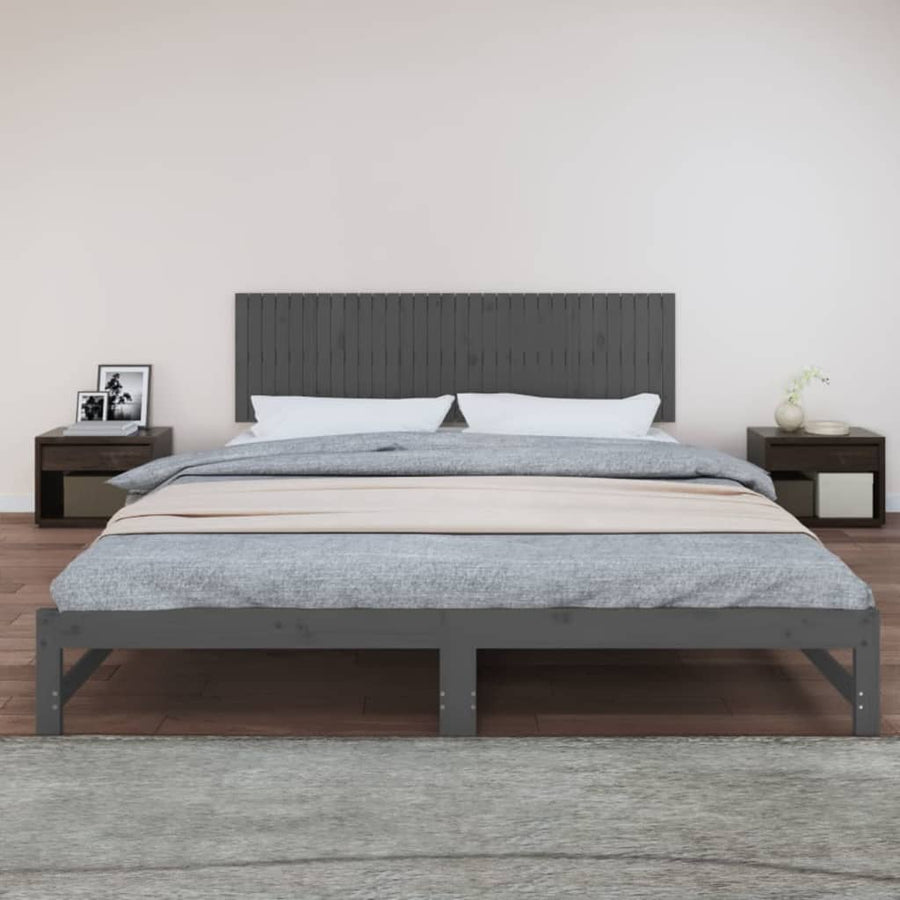 Wandhoofdbord 204X3X60 Cm Massief Grenenhout Grijs 204 x 60 cm
