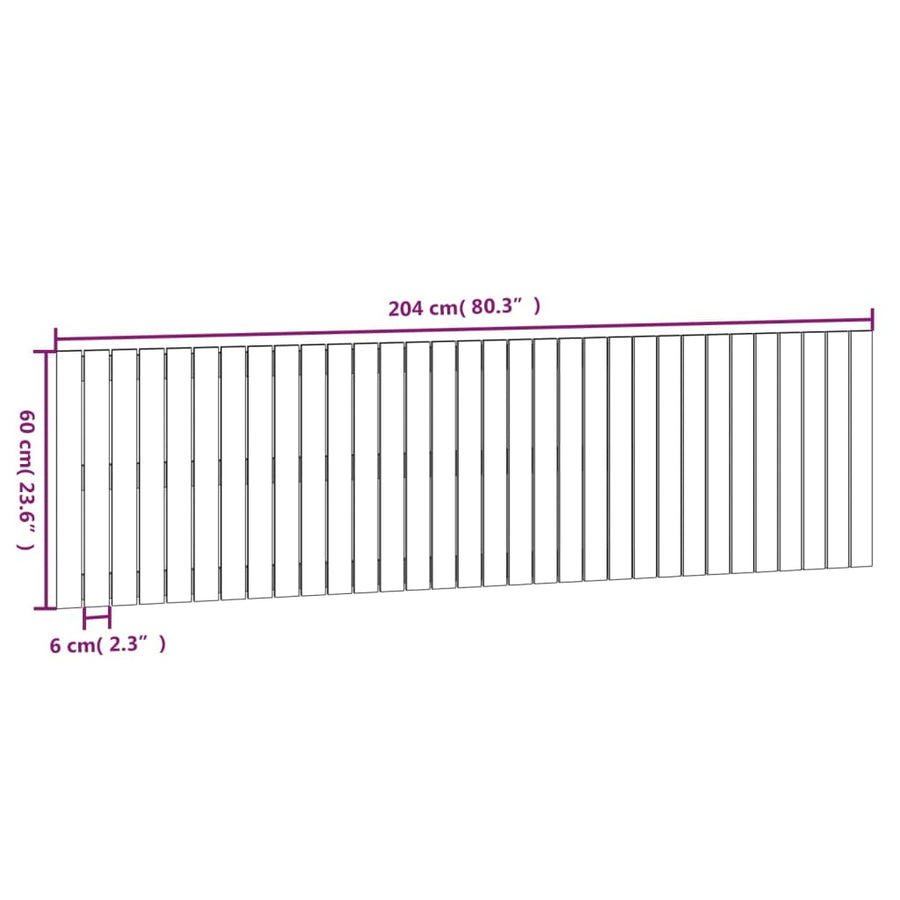 Wandhoofdbord 204X3X60 Cm Massief Grenenhout Grijs 204 x 60 cm