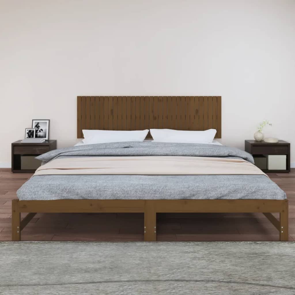 Wandhoofdbord 204X3X60 Cm Massief Grenenhout Honingbruin 204 x 60 cm