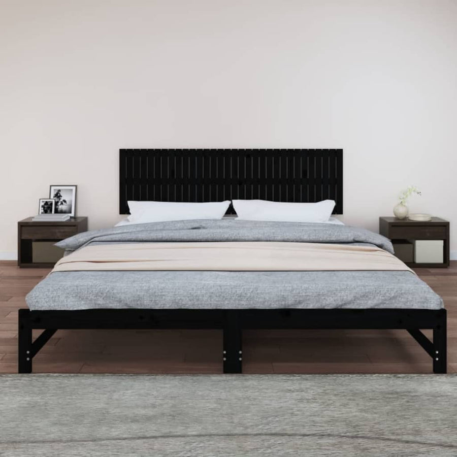 Wandhoofdbord 204X3X60 Cm Massief Grenenhout Zwart 204 x 60 cm