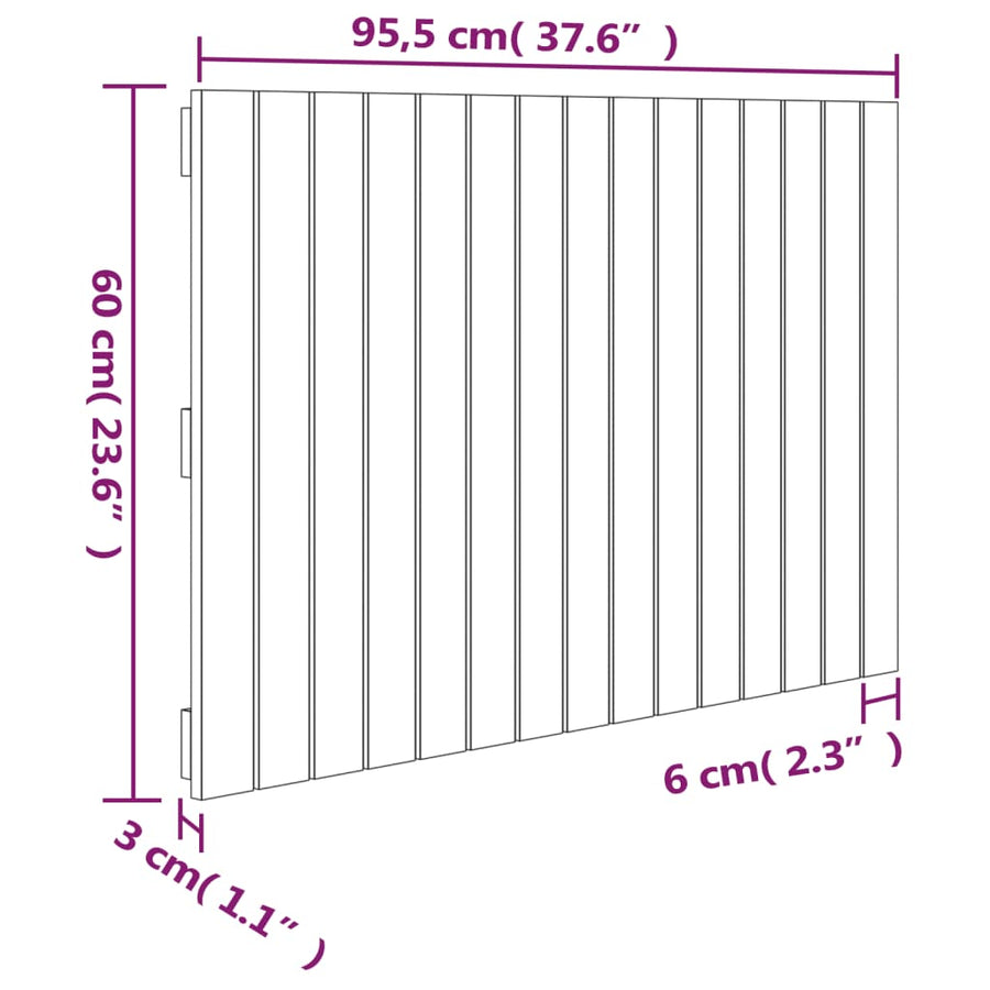 Wandhoofdbord 95,5X3X60 Cm Massief Grenenhout Wit 95.5 x 60 cm