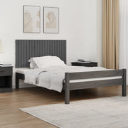 Hoofdbord 127,5x3x60 cm massief grenenhout grijs wandmontage
