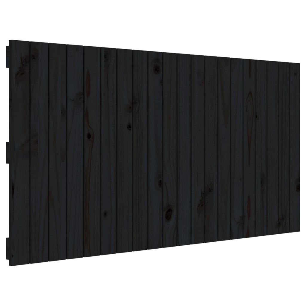 Wandhoofdbord 27,5X3X60 Cm Massief Grenenhout Zwart 127.5 x 60 cm