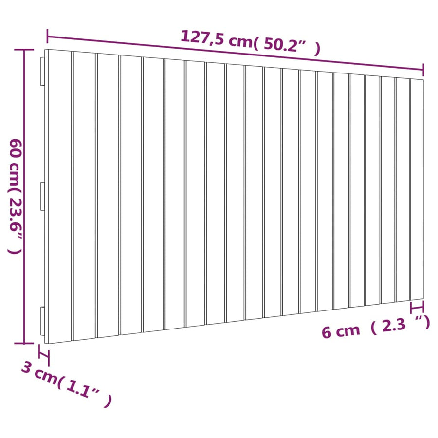Wandhoofdbord 27,5X3X60 Cm Massief Grenenhout Zwart 127.5 x 60 cm