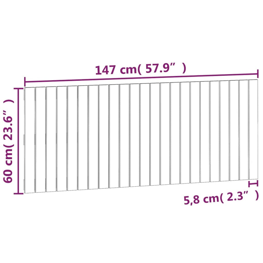Wandhoofdbord 47X3X60 Cm Massief Grenenhout Naturel 147 x 60 cm