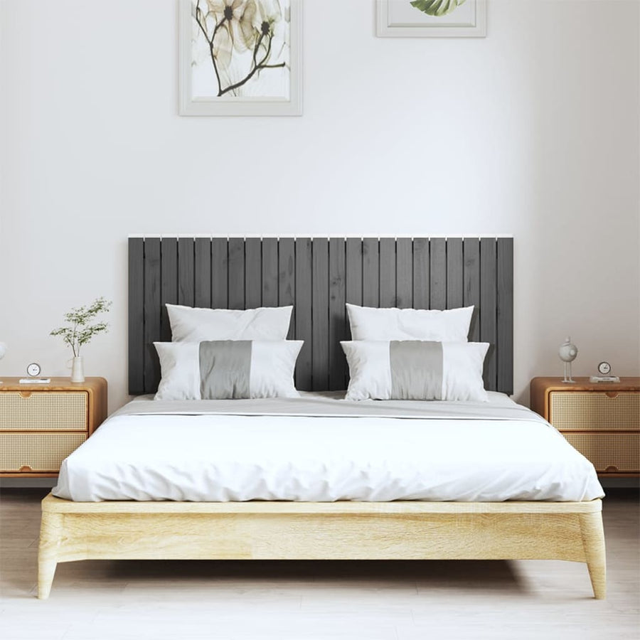 Wandhoofdbord 47X3X60 Cm Massief Grenenhout Grijs 147 x 60 cm