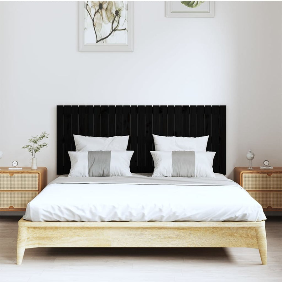 Wandhoofdbord 47X3X60 Cm Massief Grenenhout Zwart 147 x 60 cm