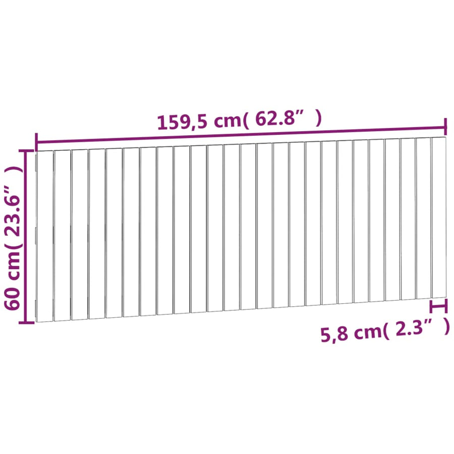 Wandhoofdbord 159,5X3X60 Cm Massief Grenenhout Wit 159.5 x 60 cm