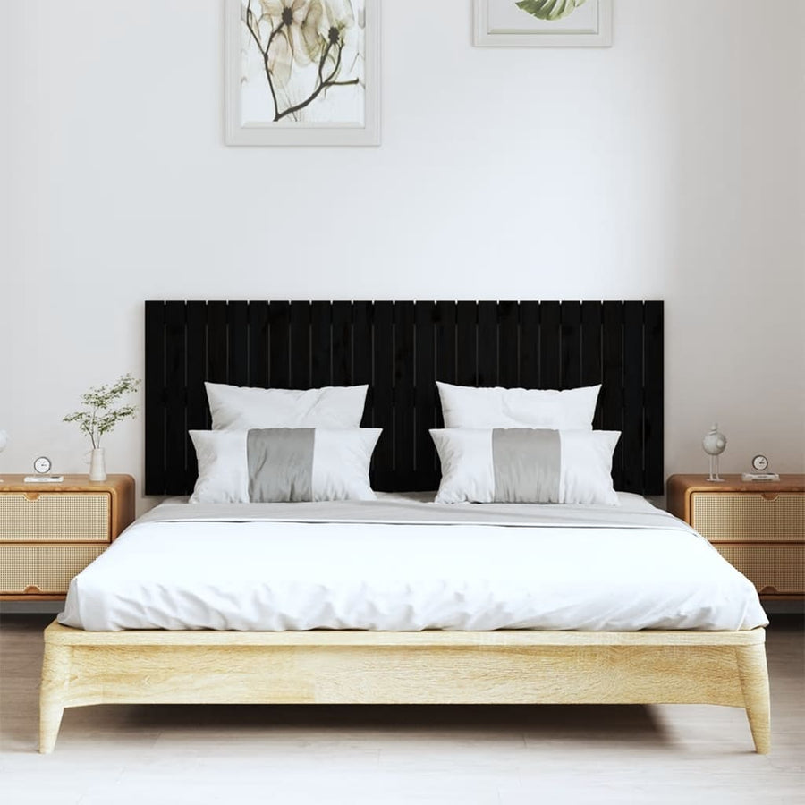 Wandhoofdbord 59,5X3X60 Cm Massief Grenenhout Zwart 159.5 x 60 cm