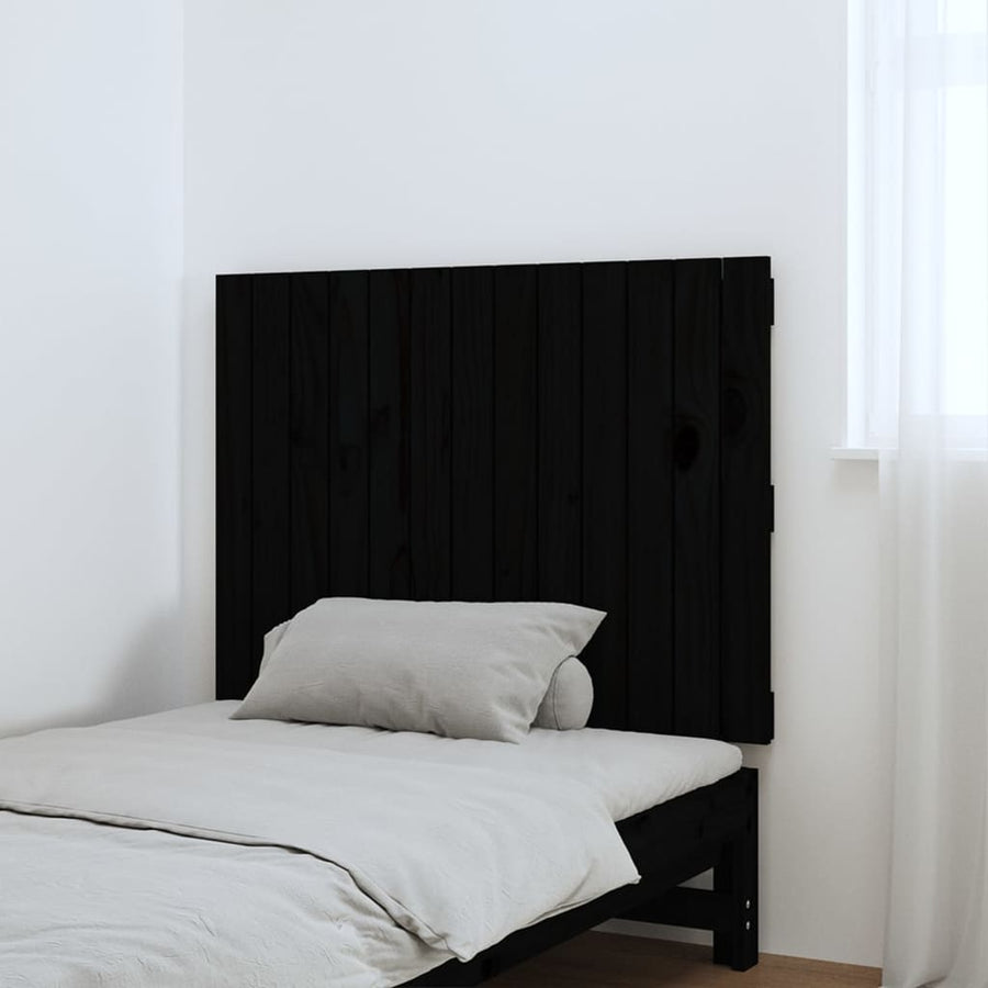 Wandhoofdbord 82,5X3X60 Cm Massief Grenenhout Zwart 82.5 x 60 cm