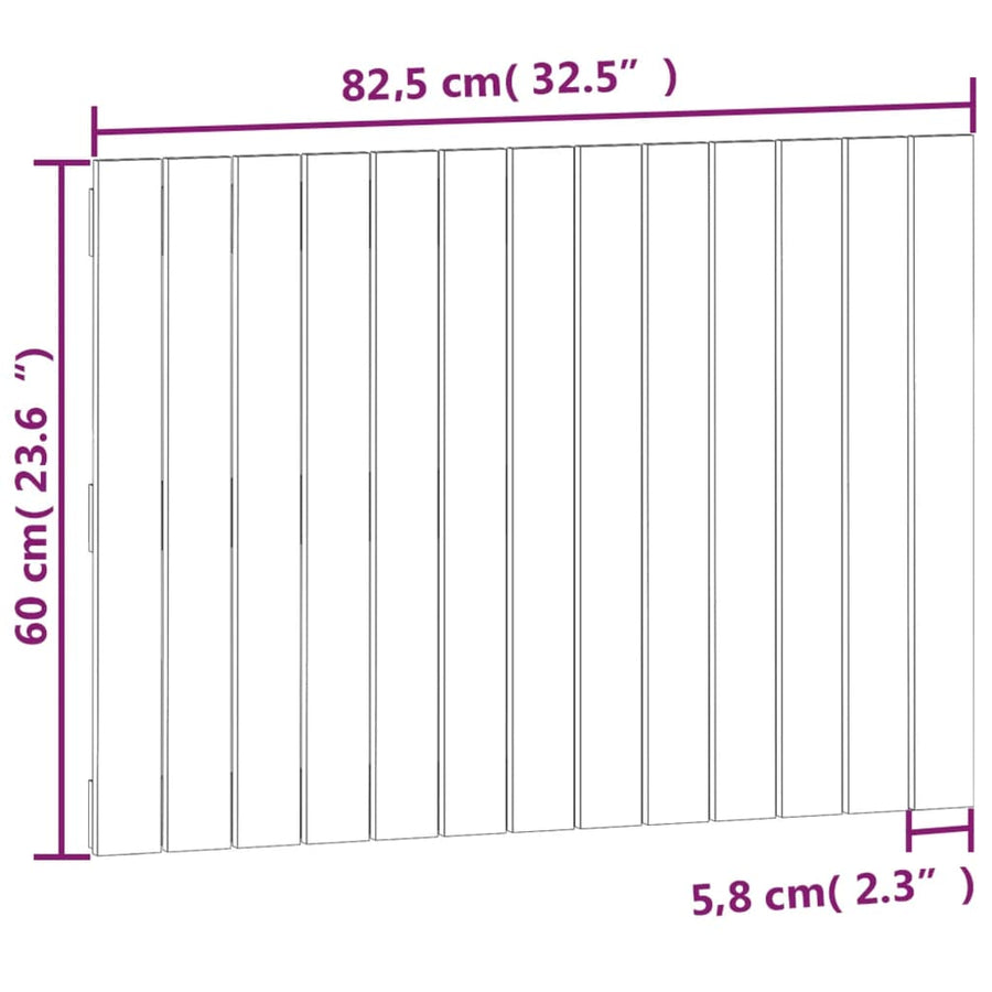 Wandhoofdbord 82,5X3X60 Cm Massief Grenenhout Zwart 82.5 x 60 cm