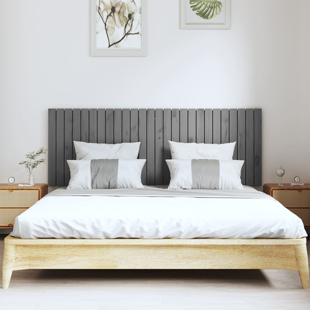 Wandhoofdbord 66X3X60 Cm Massief Grenenhout Grijs 166 x 60 cm