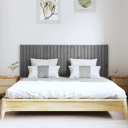 Wandhoofdbord 66X3X60 Cm Massief Grenenhout Grijs 166 x 60 cm
