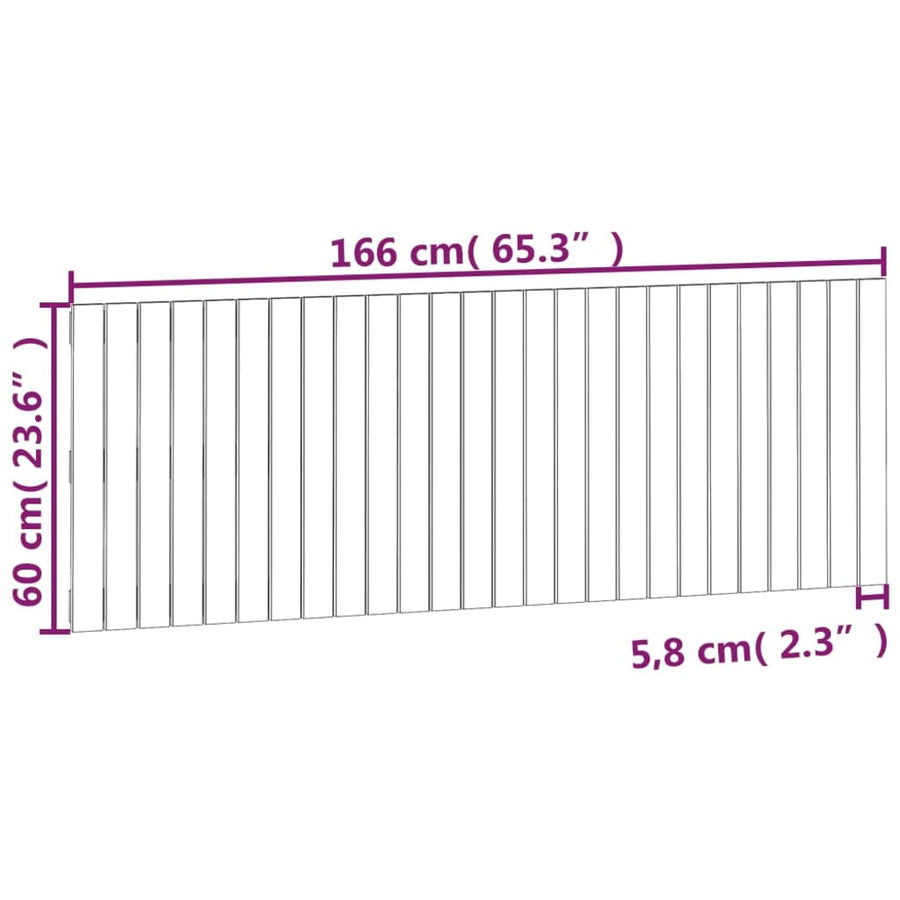 Wandhoofdbord 66X3X60 Cm Massief Grenenhout Zwart 166 x 60 cm