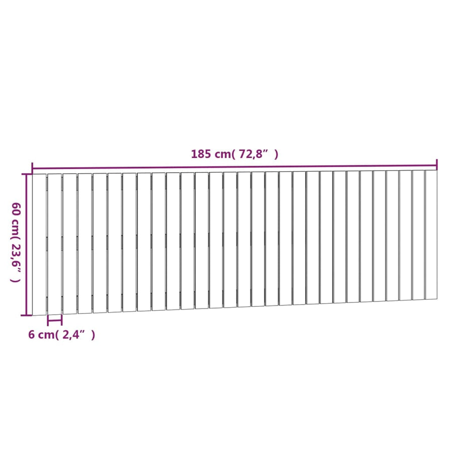 Wandhoofdbord 185X3X60 Cm Massief Grenenhout Naturel 185 x 60 cm